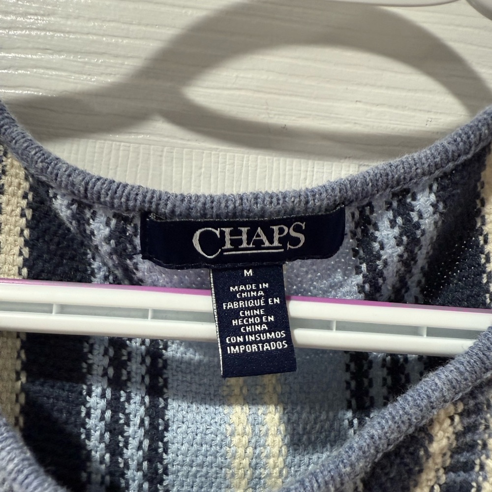 Chaps vintage Blue and Cream Striped Knit, size M - Picture 2 of 7